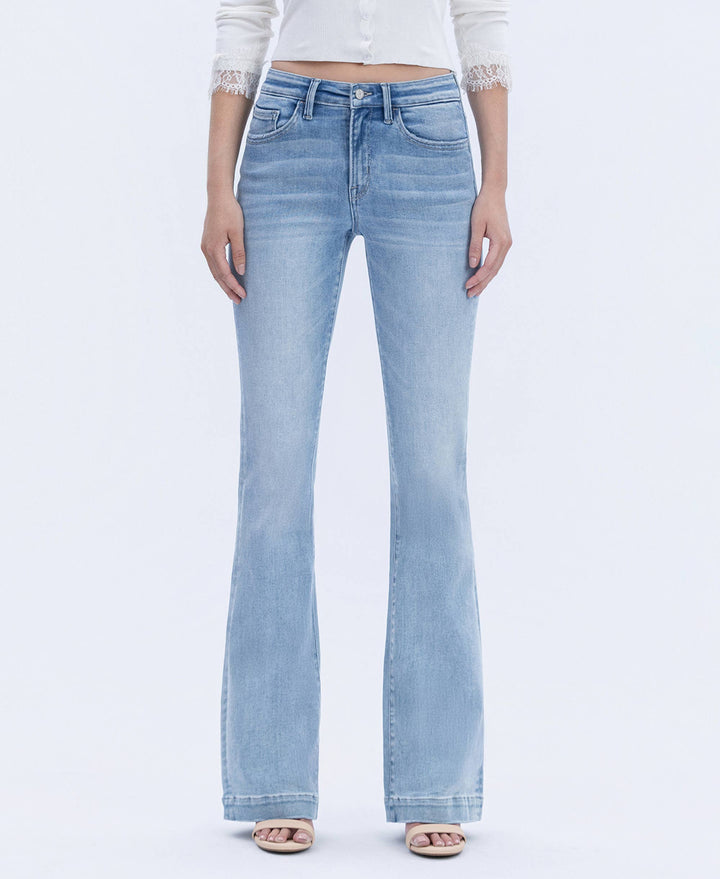 MID RISE TROUSER HEM BOOTCUT JEANS - LIGHT WASH