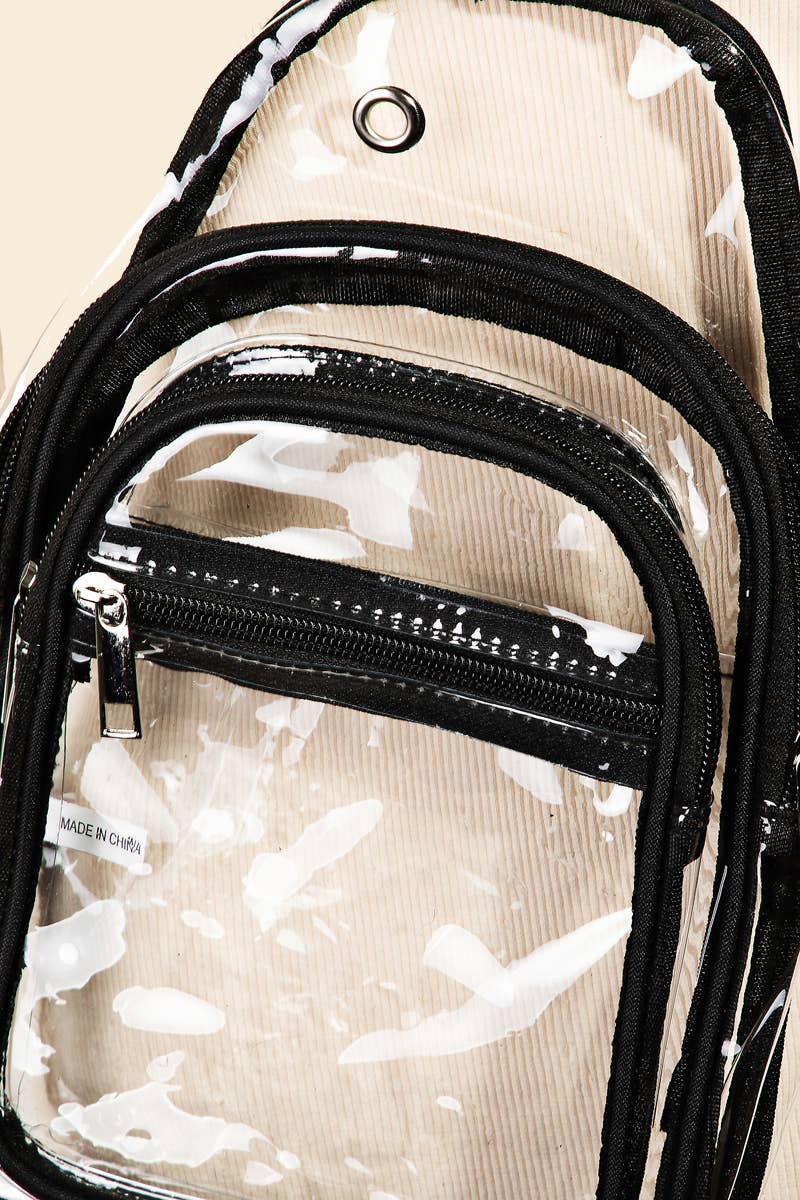 TRANSPARENT SLING BAG - BLACK