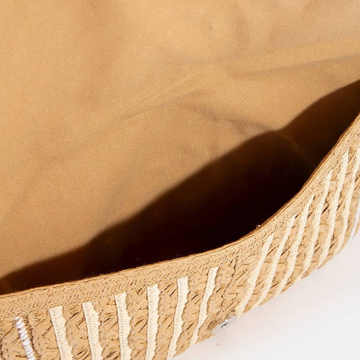 BRAIDED ENVELOPE STRAW CLUTCH