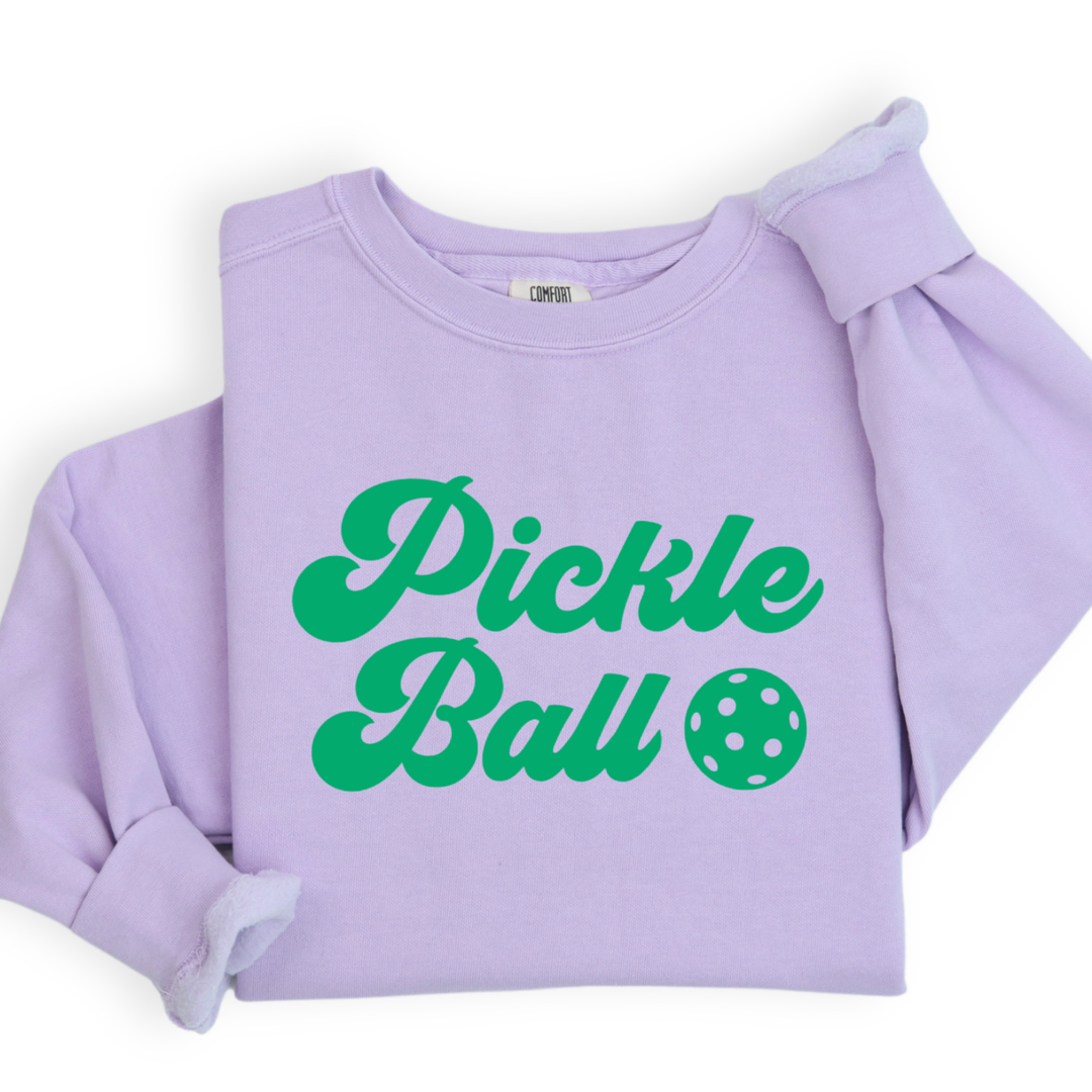 PICKEL BALL VINYL GRAPHIC LONG SLEEVE SWEATSHIRT - LILAC