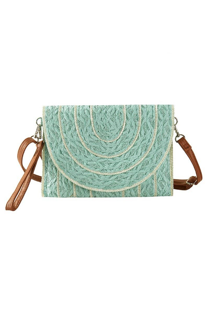 STITCHED STRAW ENVELOPE CLUTCH