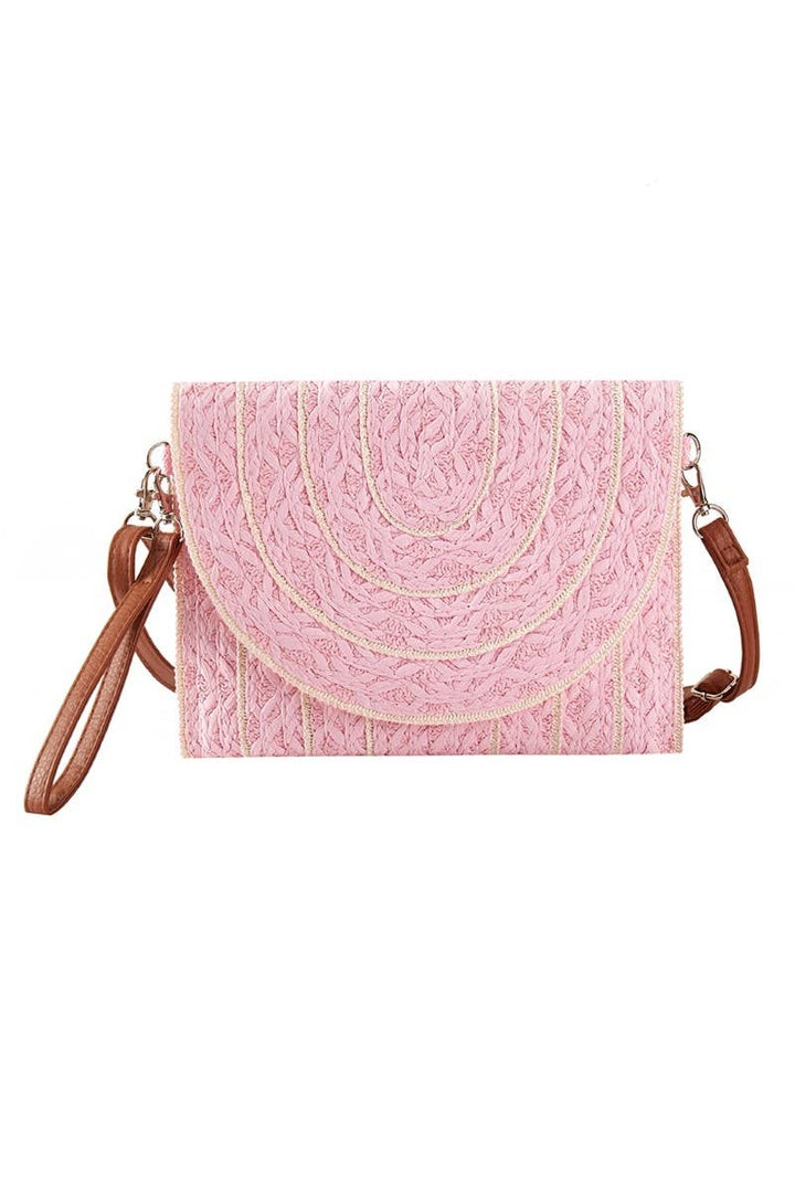 STITCHED STRAW ENVELOPE CLUTCH