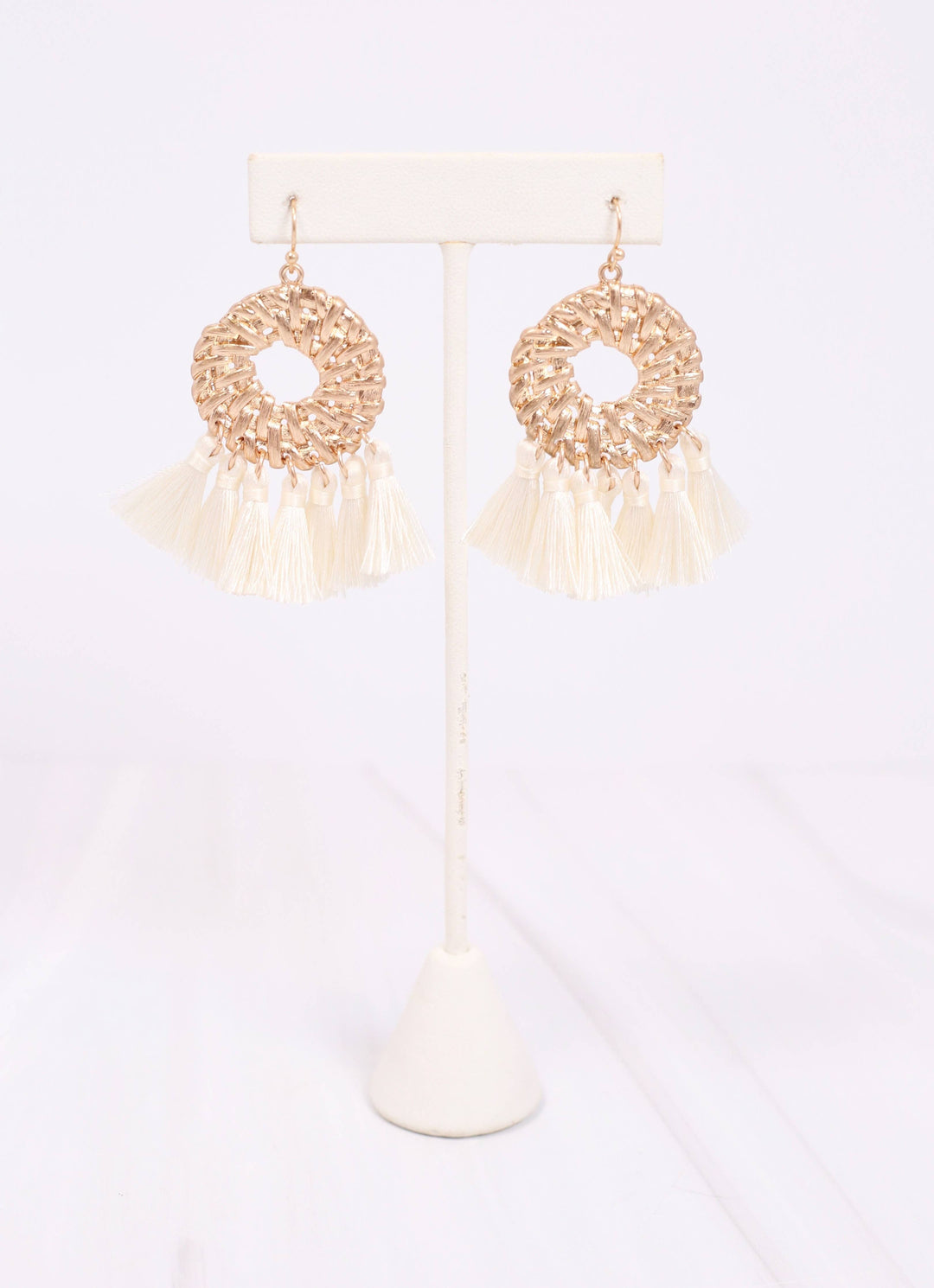 CHESHIRE TASSEL DROP EARRINGS - IVORY