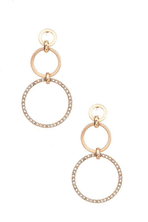 TRIPLE CIRCLE LINK DANGLE EARRING - GOLD