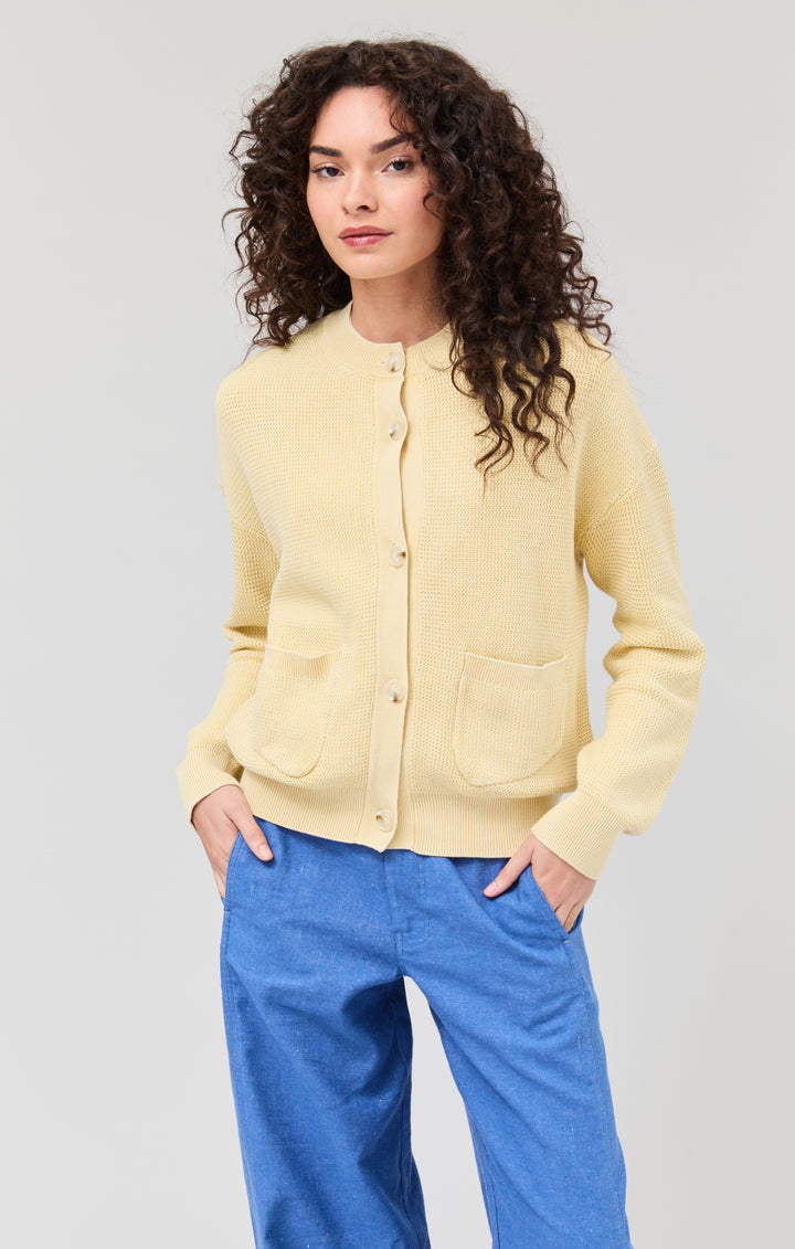 DUNE BUTTON FRONT CARDIGAN - GOLDEN WHEAT