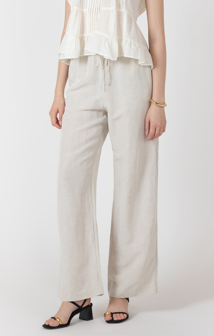 ELASTIC WAIST LINEN PANT - NATURAL