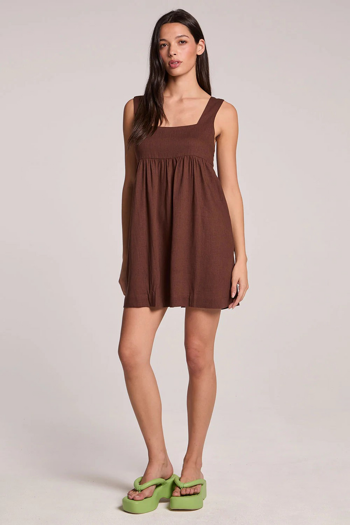 EARETTA MINI BABYDOLL DRESS - KAHLUA