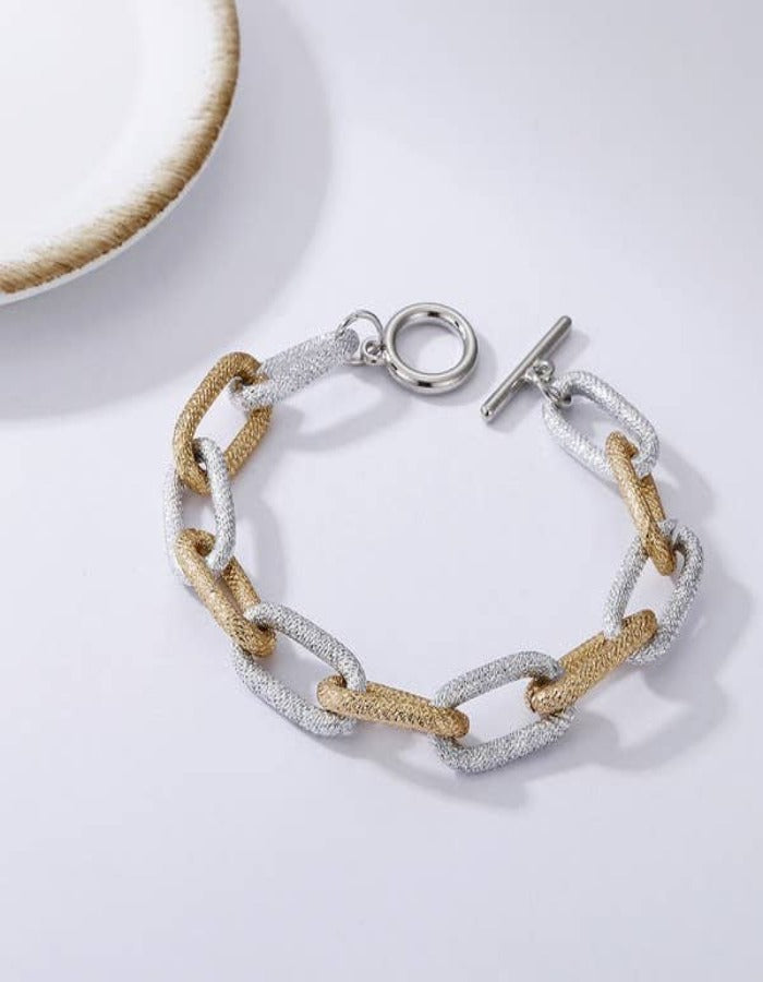 CHUNKY CHAIN LINK BRACELET - SILVER + GOLD