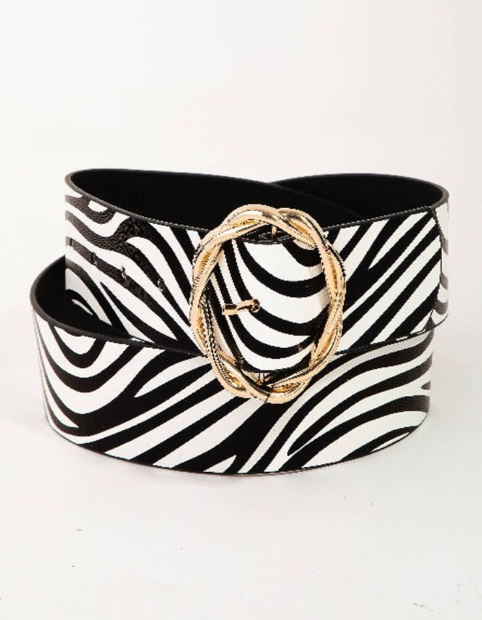 ANIMAL PRINT VEGAN LEATHER BELT