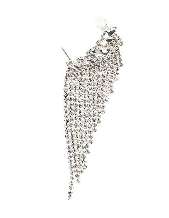 RHINESTONE PAVE FRINGE EARRING - SILVER