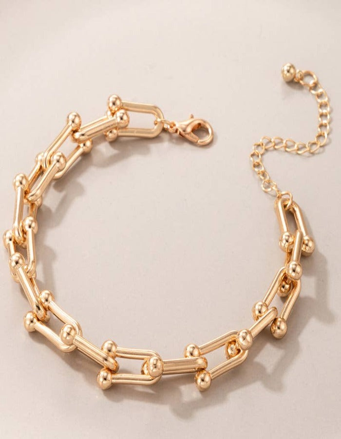 BALL + CHAIN LINK BRACELET - GOLD