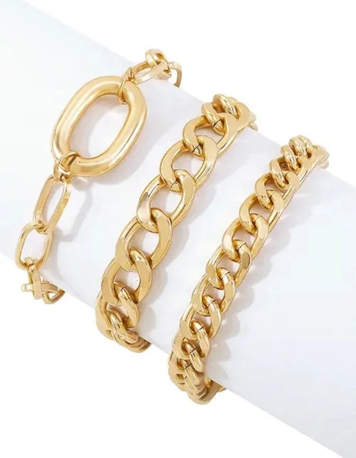 UNCHAIN MY HEART STACKABLE BRACELET SET - GOLD