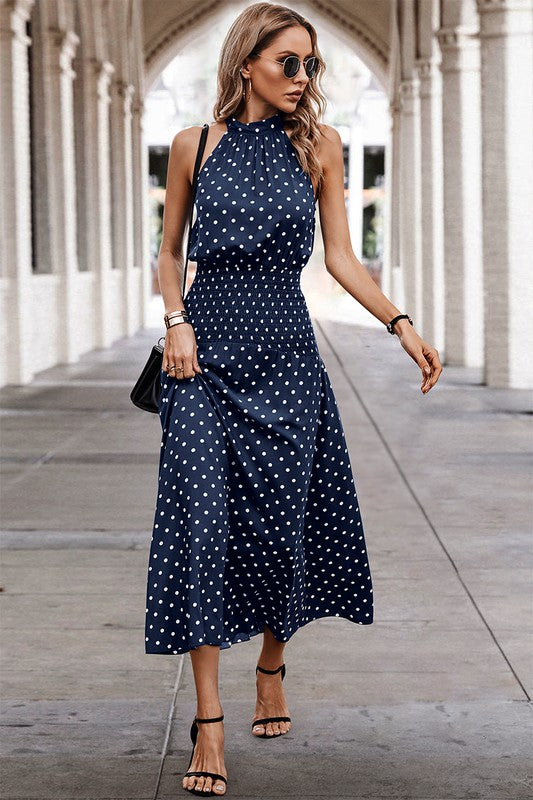 THE JILLIAN HALTER DRESS - NAVY