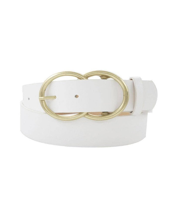 DOUBLE CIRCLE BUCKLE BELT - WHITE