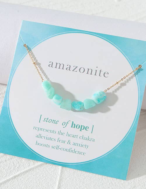 AMAZONITE STONE NECKLACE - GOLD