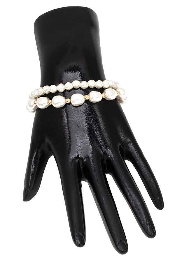 PEARL ACCENT LAYERED BRACELET - GOLD