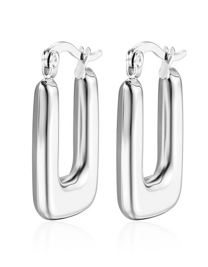 LUXURY SQUARE HOOPS - SILVER