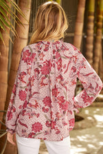 FEATHERS + FLOWERS BLOUSE - PINK