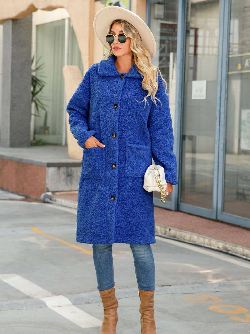 SHERPA LONG COAT - ROYAL BLUE