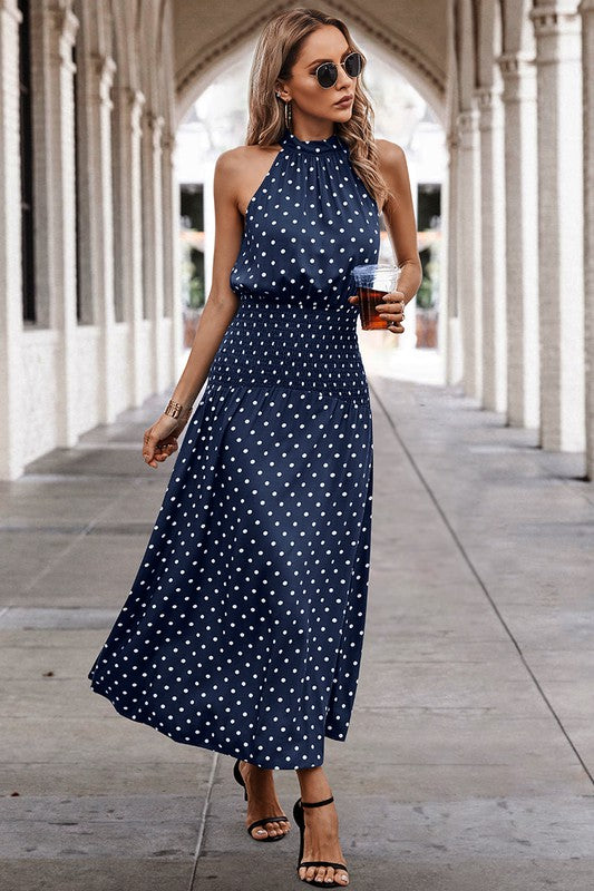 THE JILLIAN HALTER DRESS - NAVY