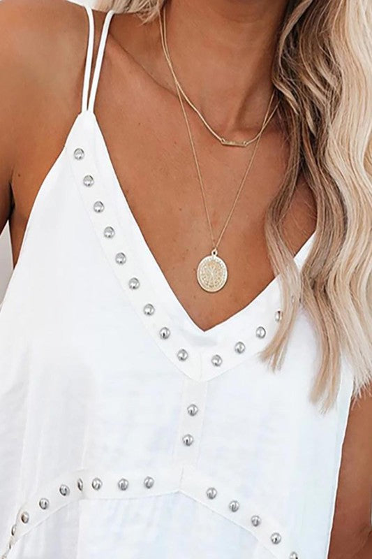 STUDDED CAMI - WHITE